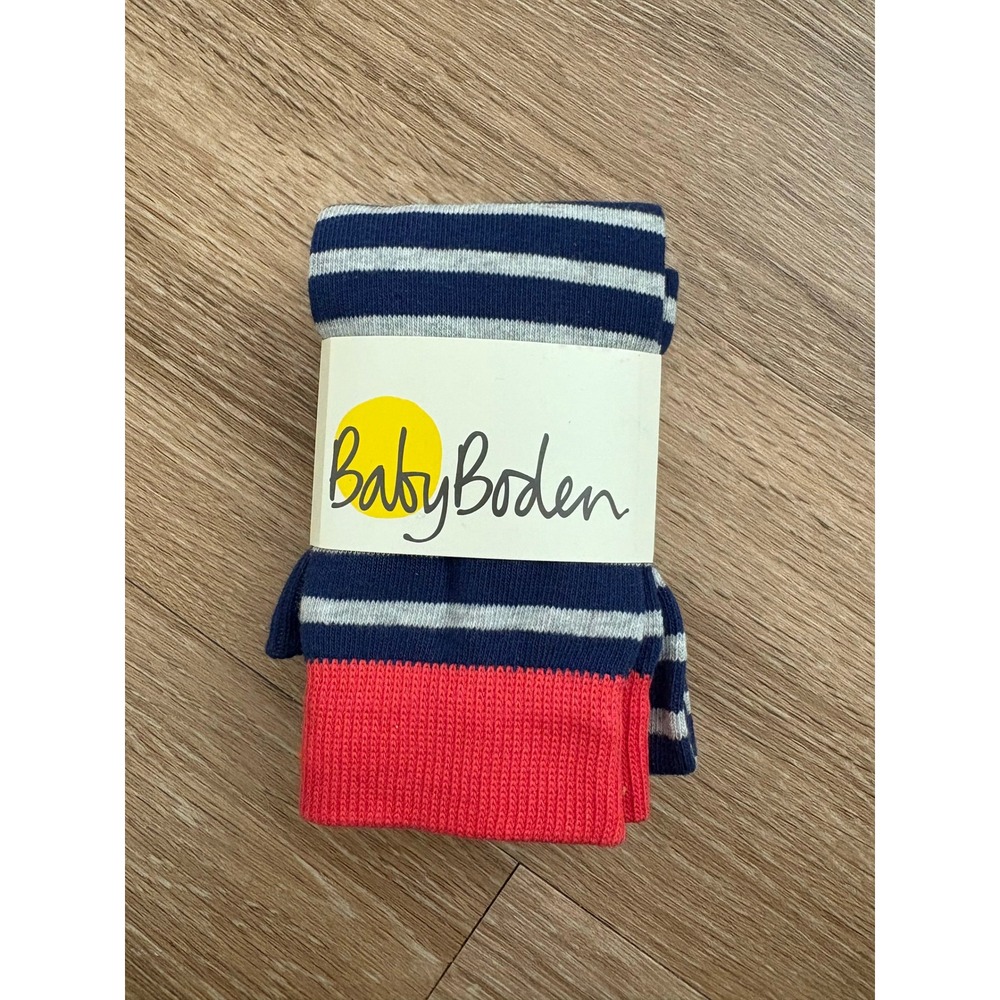 Baby Boden Navy, White & Coral Striped Kids Tights